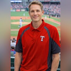 Majestic Red and Dark Gray Texas Rangers Polo Shirt